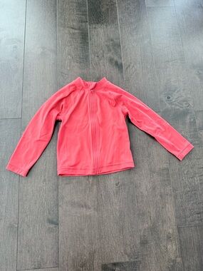 Hanna Andersson Full Zip Rashguard Top in Luminous Coral 3T